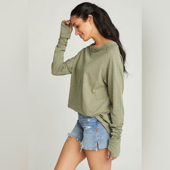 NWT Free People Washed Arden Cotton T-Shirt Silver Feather - Picture 4 of 5